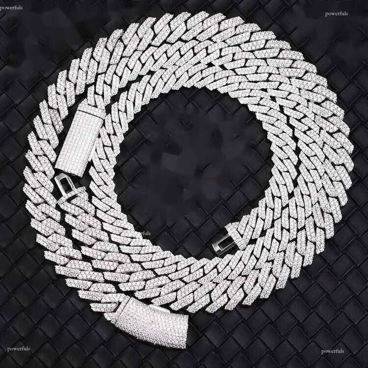 2025 Yu ying Pass test 8-14mm Wide GRA Moissanite dia gold Sterling Sier Cuban link chain for Men Hip Hop Necklace