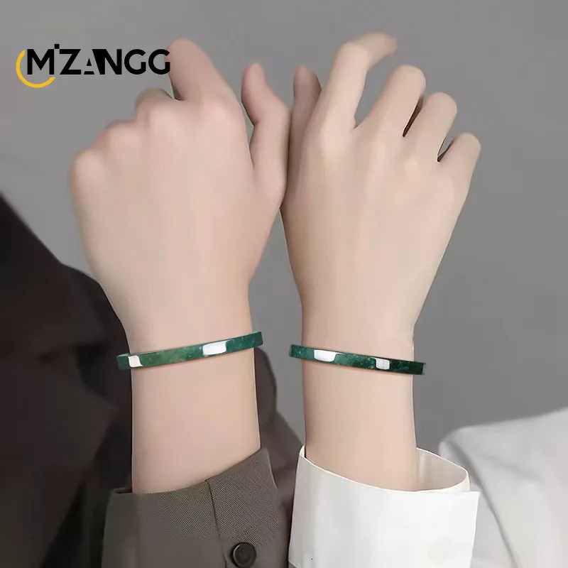 Natural Jadeite Blue Water Square Bangles Beautifully Carved Icy Jade Bracelet Personalized Fashion Men and Women Jewelry Gift 250716