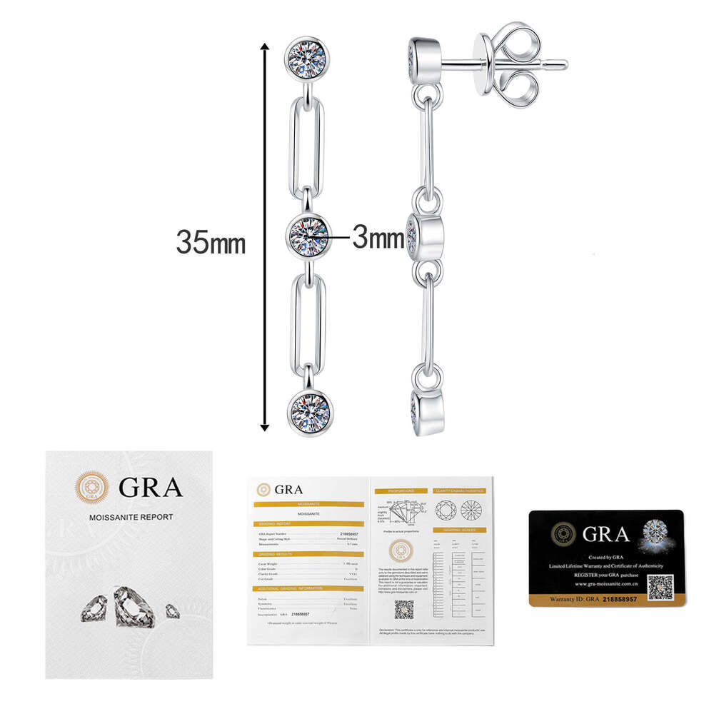 S Pure Sier Bubble Tassel 60 Points Moissanite Earrings for Women 6f1