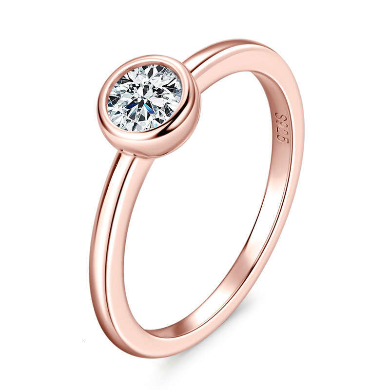TikTok Internet Celebrity Style Pure Silver Bubble for Women, Niche Plated Rose Gold Moissanite Ring