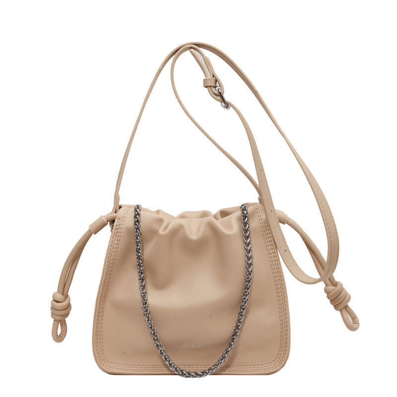 for Women with High-End French Style, Underarm Chain Drawstring Cloud Small Square Bag, Unique Niche Shoulder Crossbody Bag
