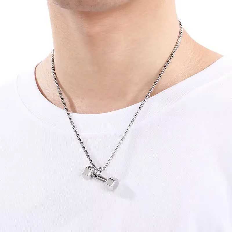 igh Quality Stainss Steel Men Necklace With Dumbbell Pendant Personality Men Fashion Jewelry W250718