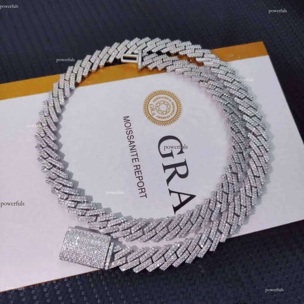 Hip Hop Fashion Jewelry Iced Out Miami Links Pass Dia Tester Sterling Sier 10mm Moissanite Cuban Chain Necklace