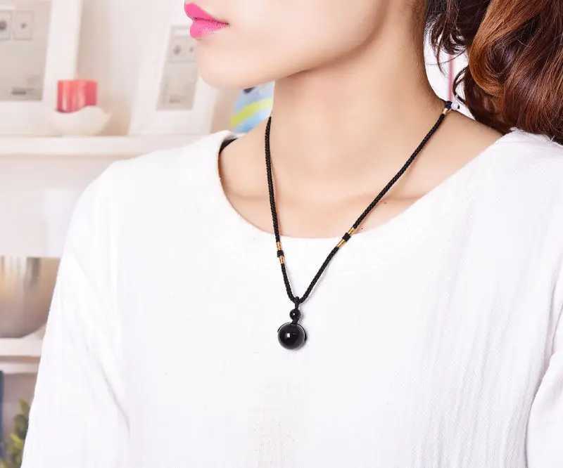 Black Oban Eye Beads Ball Natural Stone Pendant Transfer Good Luck Love Crystal Jewelry Rope For Women and Men W250718