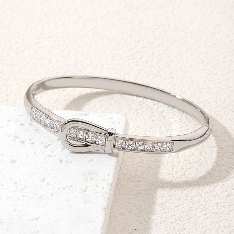 Korean Red High-End Elegant Versatile Ins Style Belt Buckle Bracelet Dia-Studded New Women's