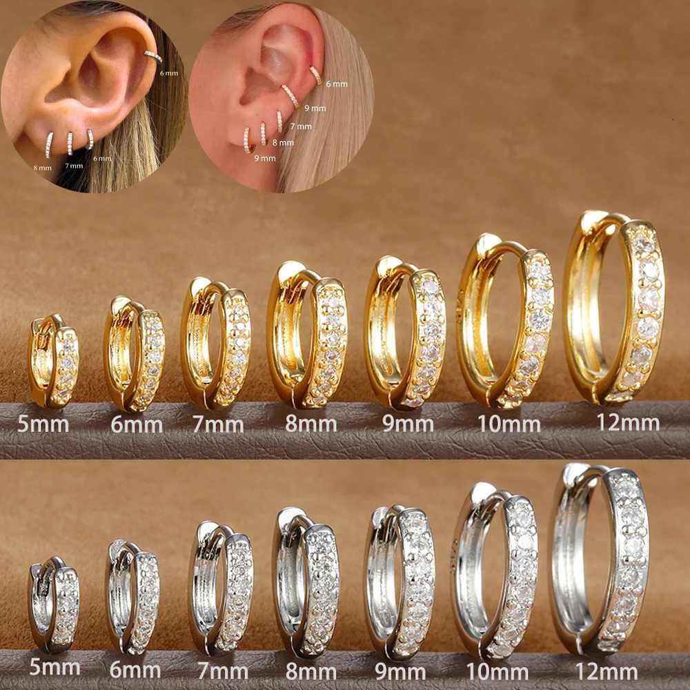 1Pair Stainless Steel Huggie Minimal Hoop Earrings Little Crystal Zirconia Thin Helix Tragus Cartilage Earrings Piercing Jewelry XJ250718