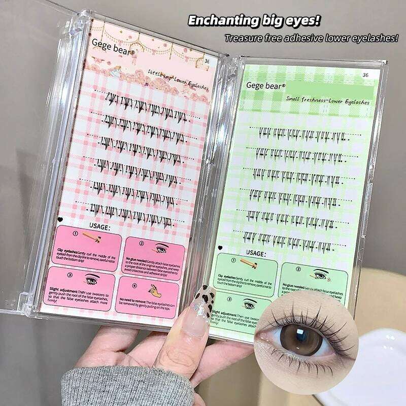 Gege Bear Glue-Free False Eyelashes, 6mm Lightweight Natural Curling, Easy to Apply Segmented Self-Adhesive Lower Eyelashes X250719