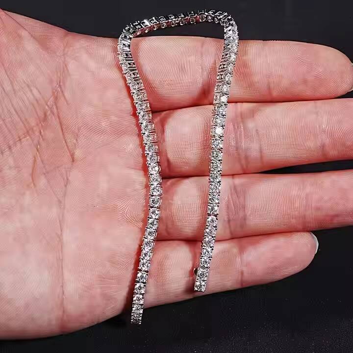 SICGEM INT High Quality 925 Sterling Silver 3Mm 5Mm Hiphop Mounting Vvs Moissanite Diamond Tennis Chain Bracelet Necklace
