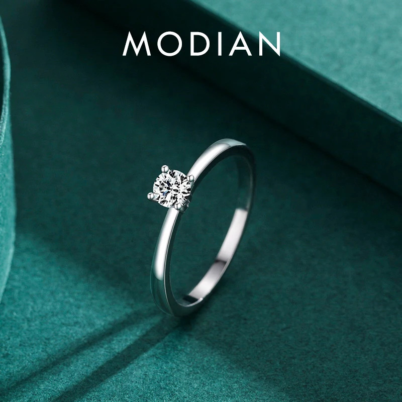 Modian 925 Sterling Silver 10 Hearts Clear CZ Simulated Diamond Simple Wedding Bands Ring For Women Statement Engagement Jewelry 250715