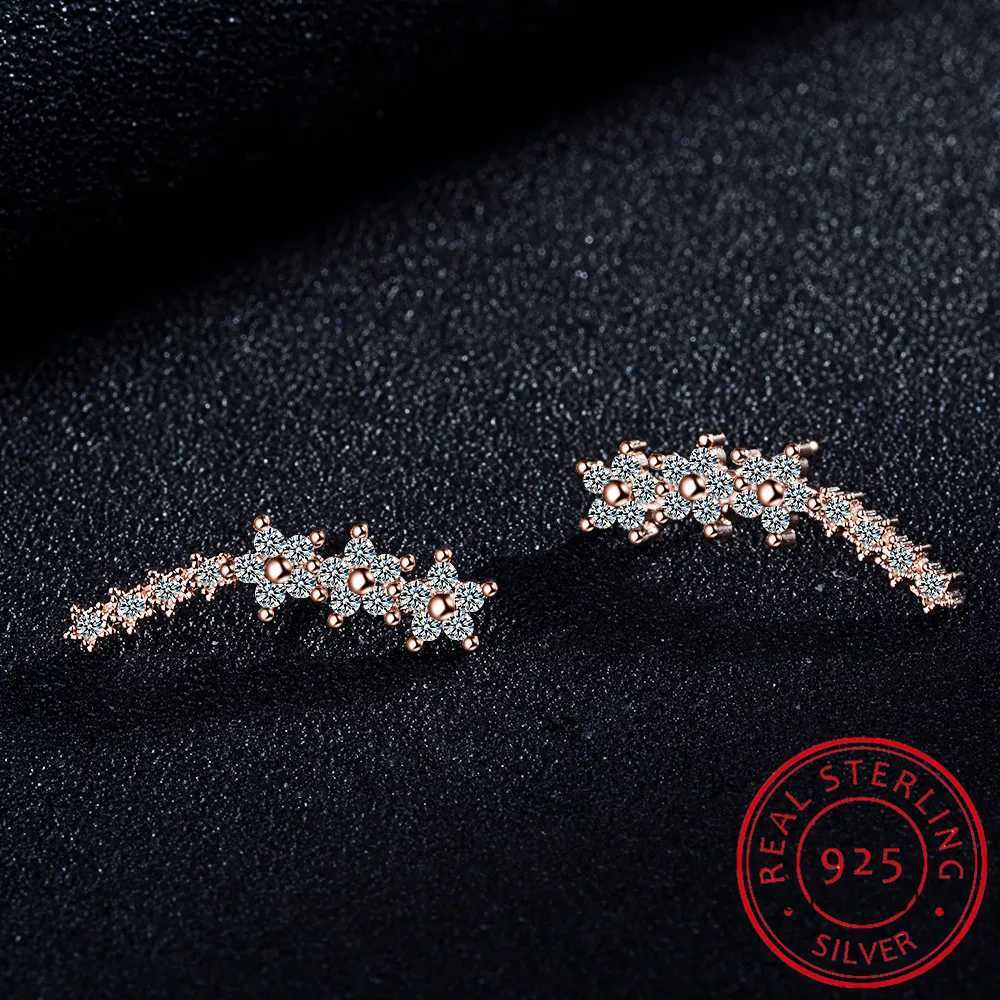925 Silver Full Moissanite Earrings Climber 7 Star Crawler Stud Ear Cuff for Women Black White Moissanite Jewelry Gifts XJ250718