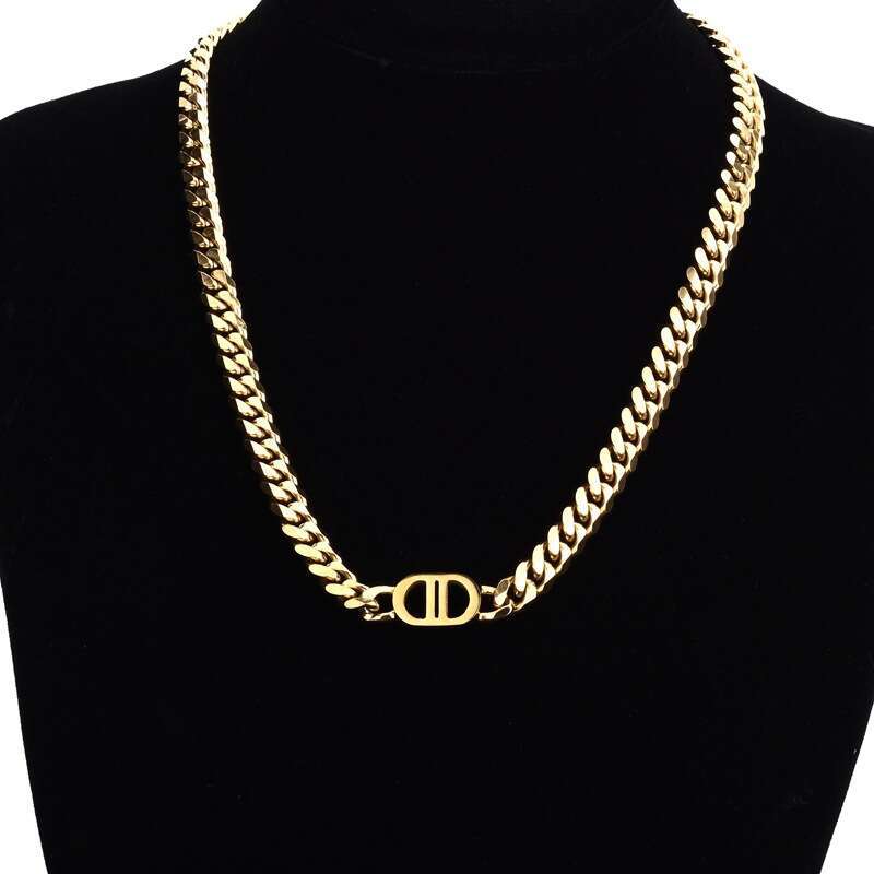Stainless Jewelry Titanium Steel Double D Clavicle Chain Gold Necklace Unisex Couple Niche Bracelet Bangle