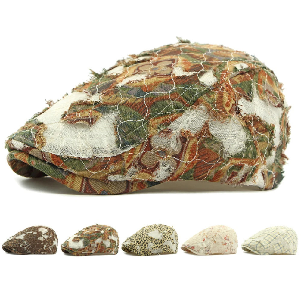 HT4732 Beret Cap Spring Summer Caps for Men Women Breathable Lace Ivy Flat Cap Retro Artist Painter Beret Hat Male Female Berets 250712
