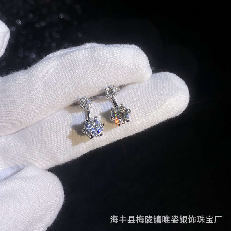 New Double-Wear Moissanite S Pure Sier Small Exquisite Light Fashion Earrings 3dc