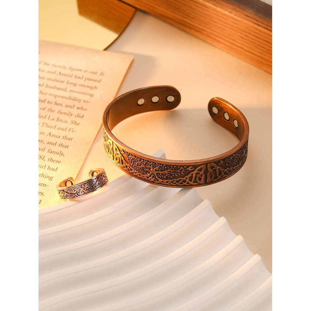 Viking Tree Designer Jewelry Of Life Open Set Magnetic Bracelet Ring Jewelry