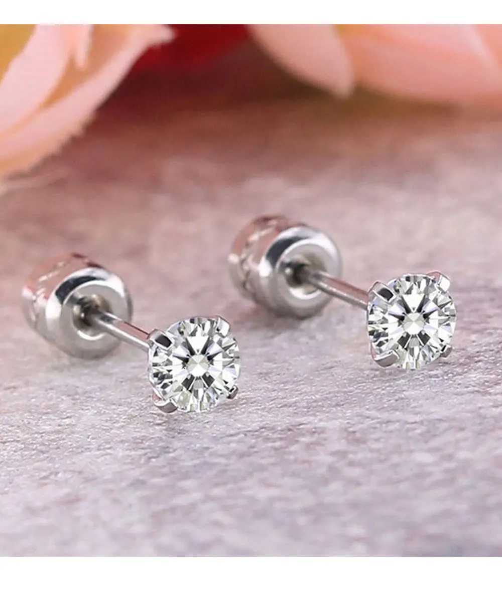 2 Piece Medical Stainless Steel Crystal Zircon Ear Studs Earrings Tragus Cartilage Hypoallergenic Screws Piercing Jewelry XJ250718