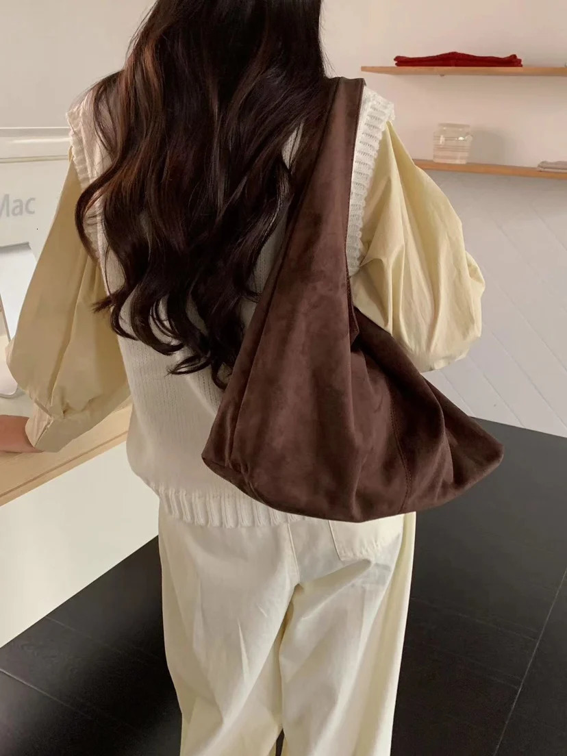 vintage faux suede hobos women shoulder bags large capacity tote bag retro trend autumn big shopper purses handbags 250717