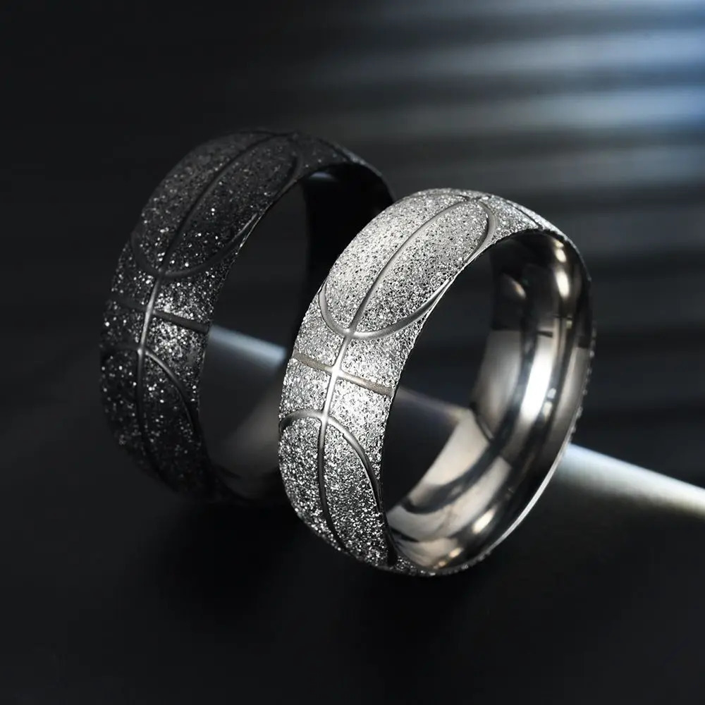 Stainless Steel Sports Ring Personality Hip Hop Punk Frosted Ring for Fashion Men Women Jewelry 250717