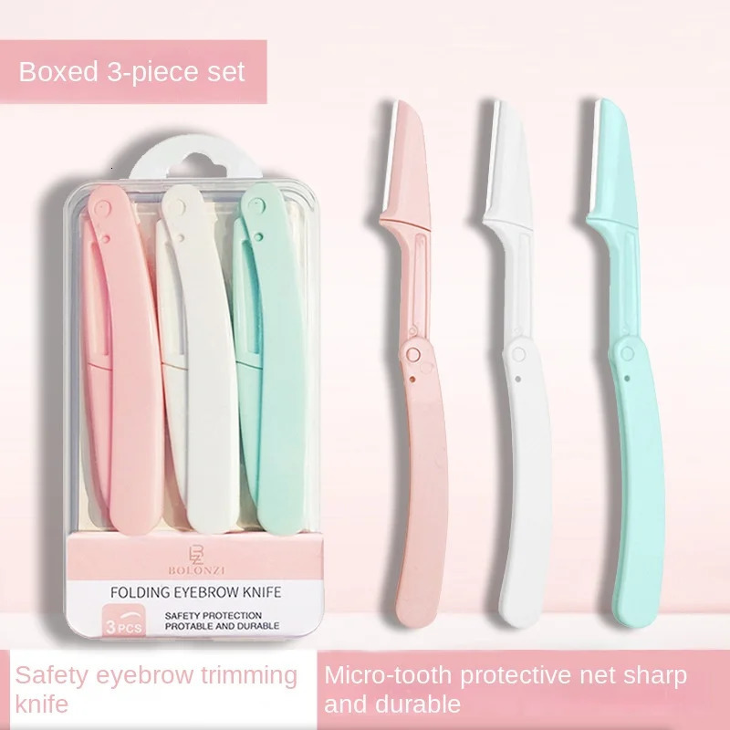 3pcs Safe Folding Ladies Face Shaver Eyebrow Trimmer Blade AntiScratch Razor Makeup Tools for Women 250716