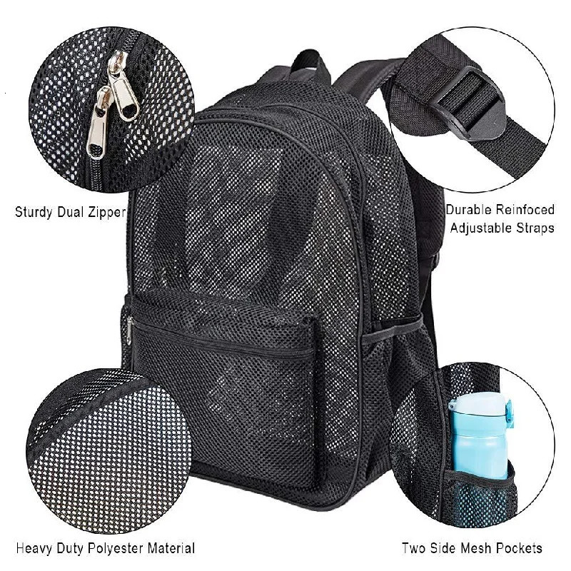Simple Mesh Backpack Outdoor Travel Beach Bag Trendy Student School Bag 250714