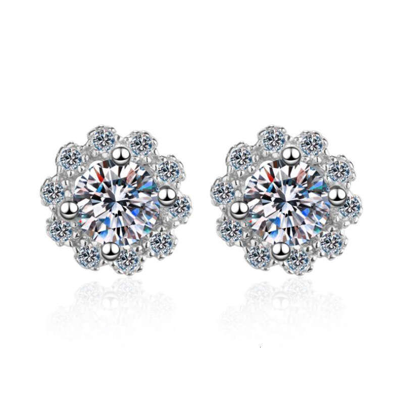 Earrings for Women, Sterling Sier Moissanite Dia Earrings, 1 Carat Four-Prong Daisy, Elegant and Versatile c4a