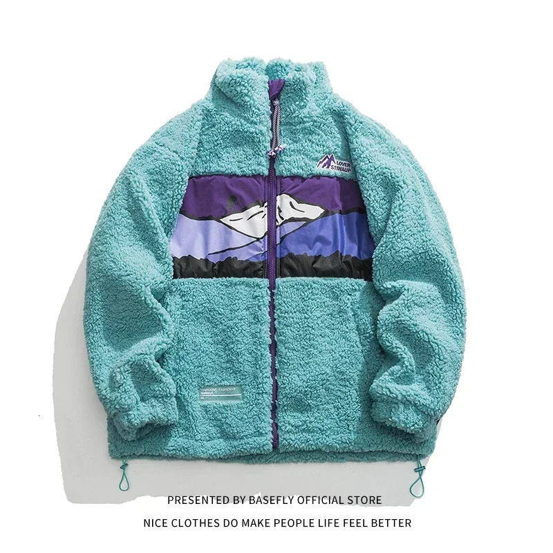 Chic Winter Thick Warm Patchwork Lambswool Sheep Fur Men Bomber Jacket Unisex Women Baseball Coat High Street Couple 250715