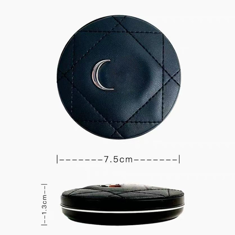 Round Folding Double Facettes Makeup Mirror Portable Compact Mirrors Leather Hd Cosmetic Mirror with Gift Box