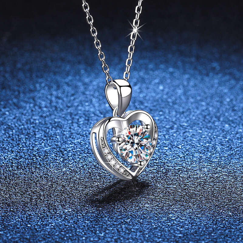 S Pure Necklace Eternal Heart Sier Pendant Moissanite Clavicle Chain for Women Qixi Valentine's Day Gift e9e