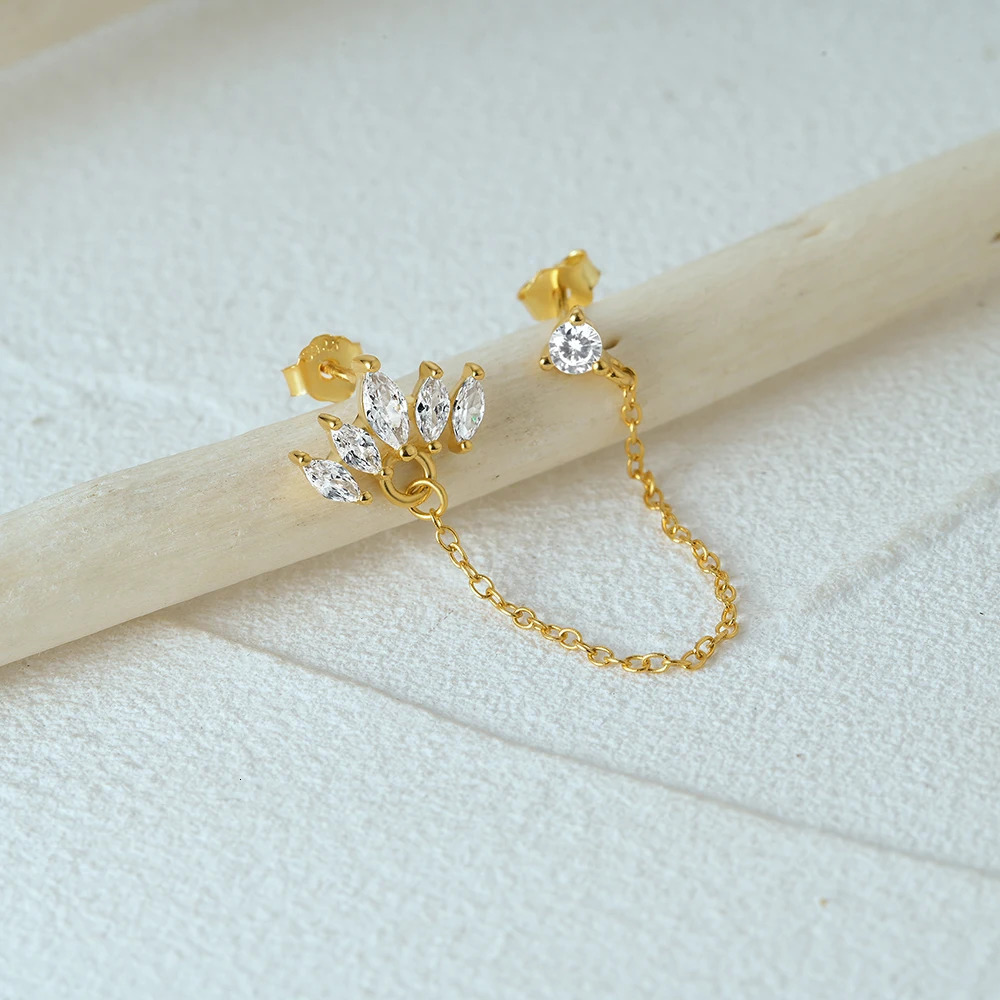 CANNER 1PC 925 Sterling Silver Crown Chain Tassel Zircon Drop Earrings For Women 18K Gold Minimalism Earrings Fine Jewelry Gift 250715