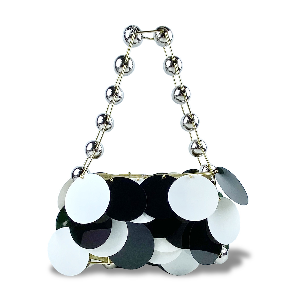 2025 New Designer bags for Women Beaded Round Platinum Sequins Handmade Beaded Handbag