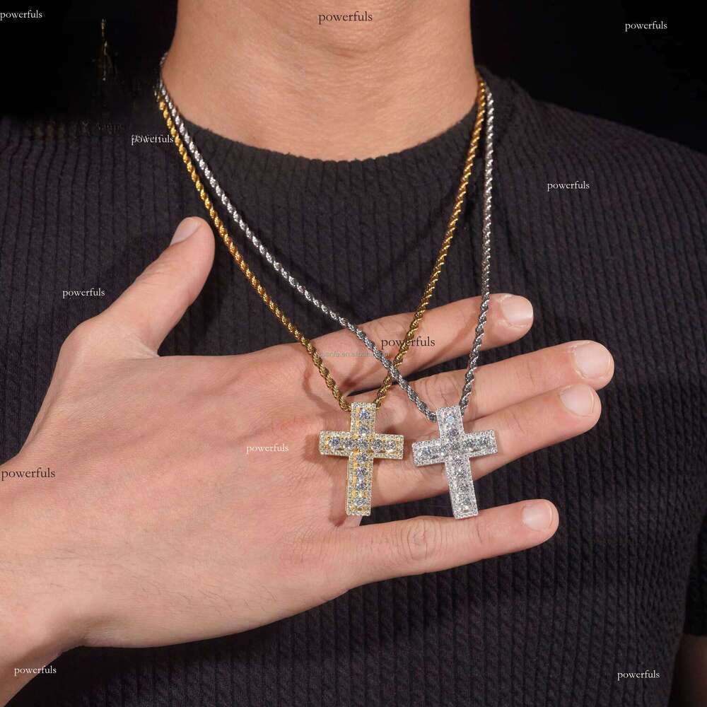 Unique Design Rapper Trendy Jewelry Iced Out Hip Hop S 14k Gold Plated VVS1 Moissanite Cross Pendant from US Warehouse