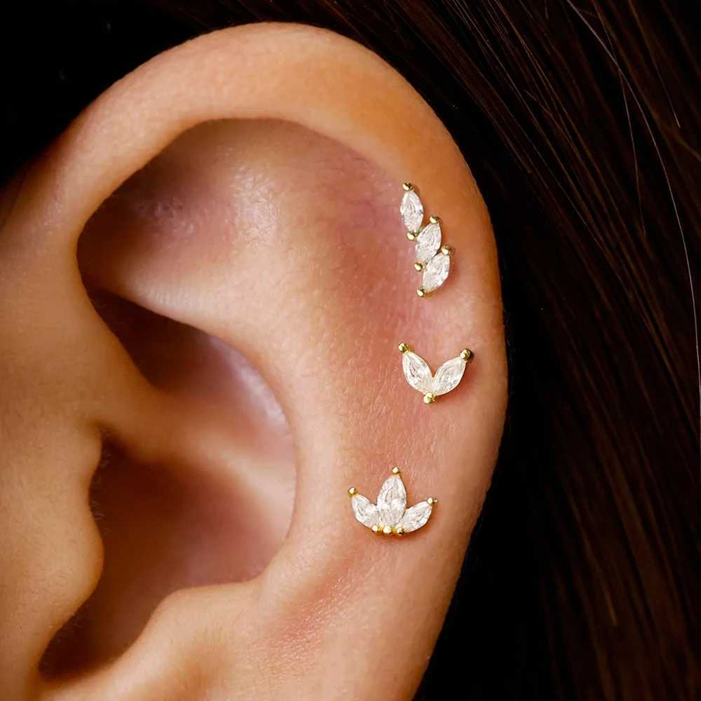 3PCS Stainless Steel Gold Color Crown Stud Earring Set for Women 14K Gold Plated Crystal Zircon Unique Horse Eye Earring Jewelry XJ250718