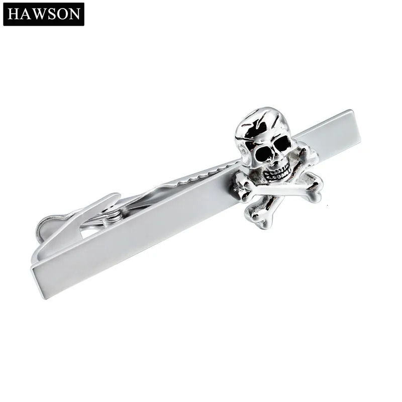 HAWSON Tie Clips for men Bar with Skull Skeleton n Casual mens Party Jewelry Accessories Gifts 250715