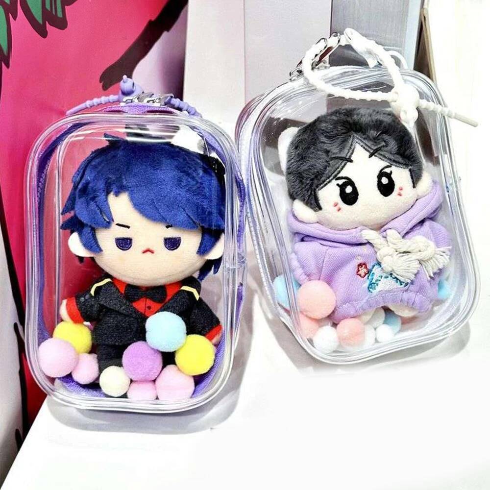10cm Transparent Plush Dolls Mystery Keychain PVC Thicken Storage Pouch Organizer Box Doll Toy Bag Wallet