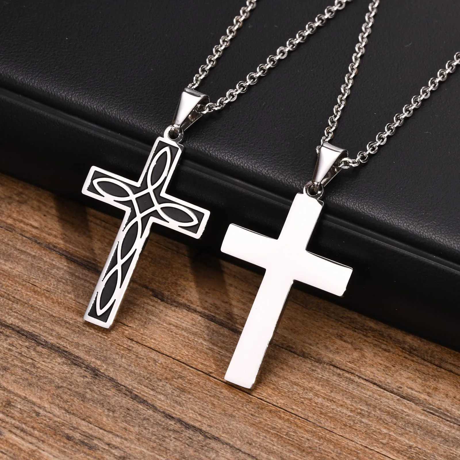 Mens Celtic Knot Cross Necklace Stainless Steel Cross Pendant Necklace Meaning End Vitality No-End Love Gift W250718