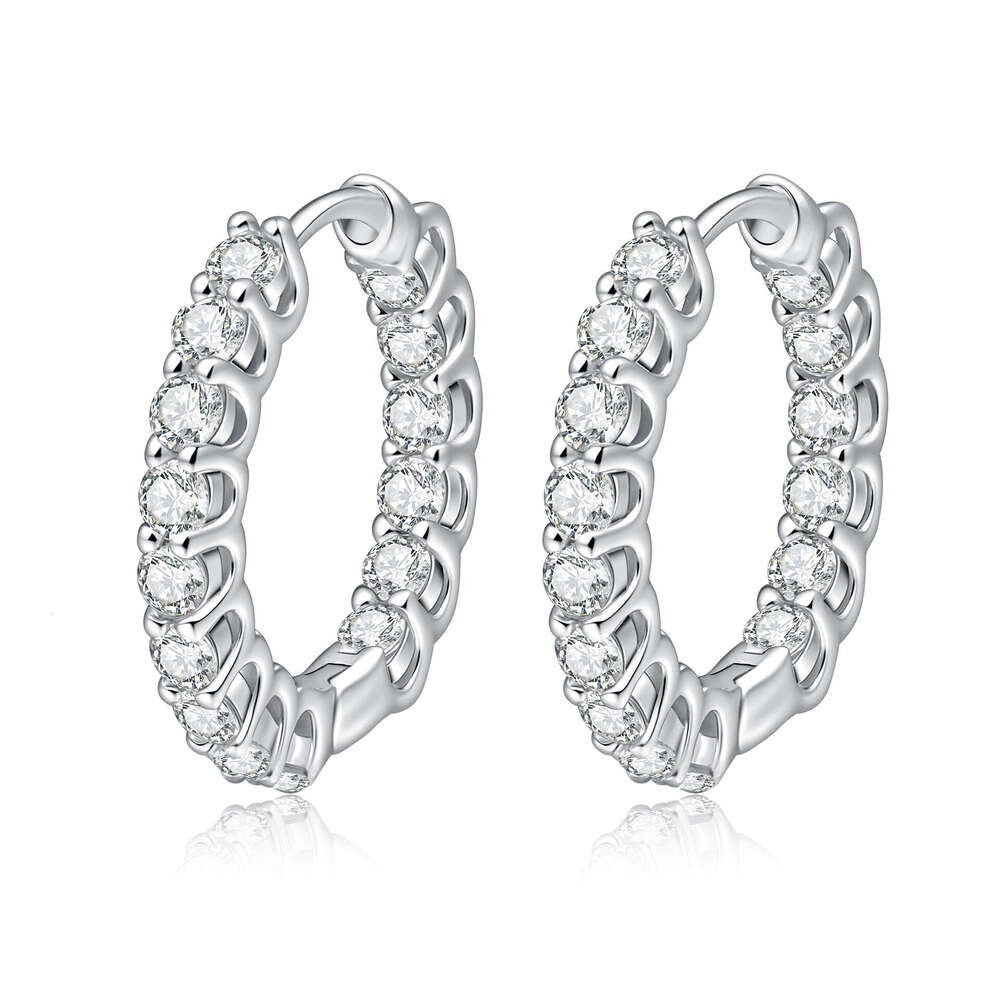 Full Dia Stud Internet Celebrity S Pure Sier Earrings Personality Versatile High-end Moissanite 5c5