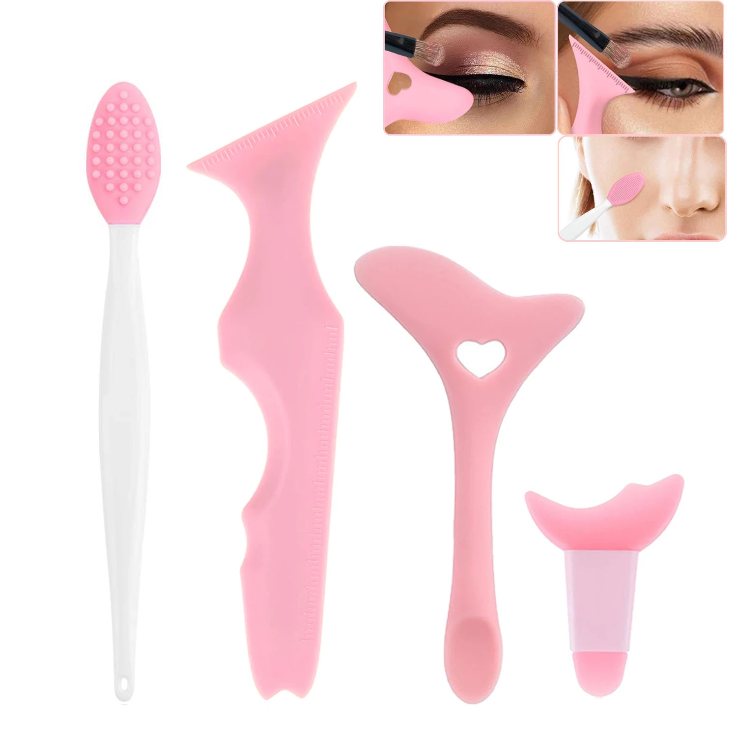 4PCS Eyeliner Stencils Set Reusable Silicone Tool Lash Guard Eye Lips Makeup for Women 250716