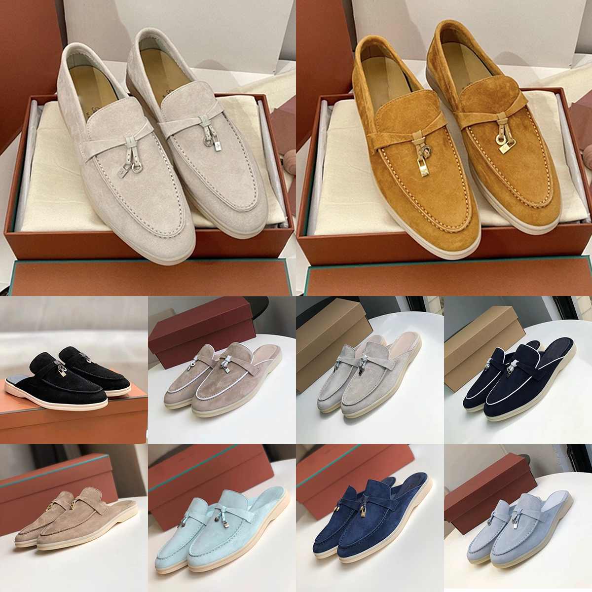 Top designer shoes Loafers Women Men Dress Shoes Luxury Fashion Business Cashmere Leather Flat Shoes Low Top Suede Cow Oxfords Casual moccasins loafers men shoes