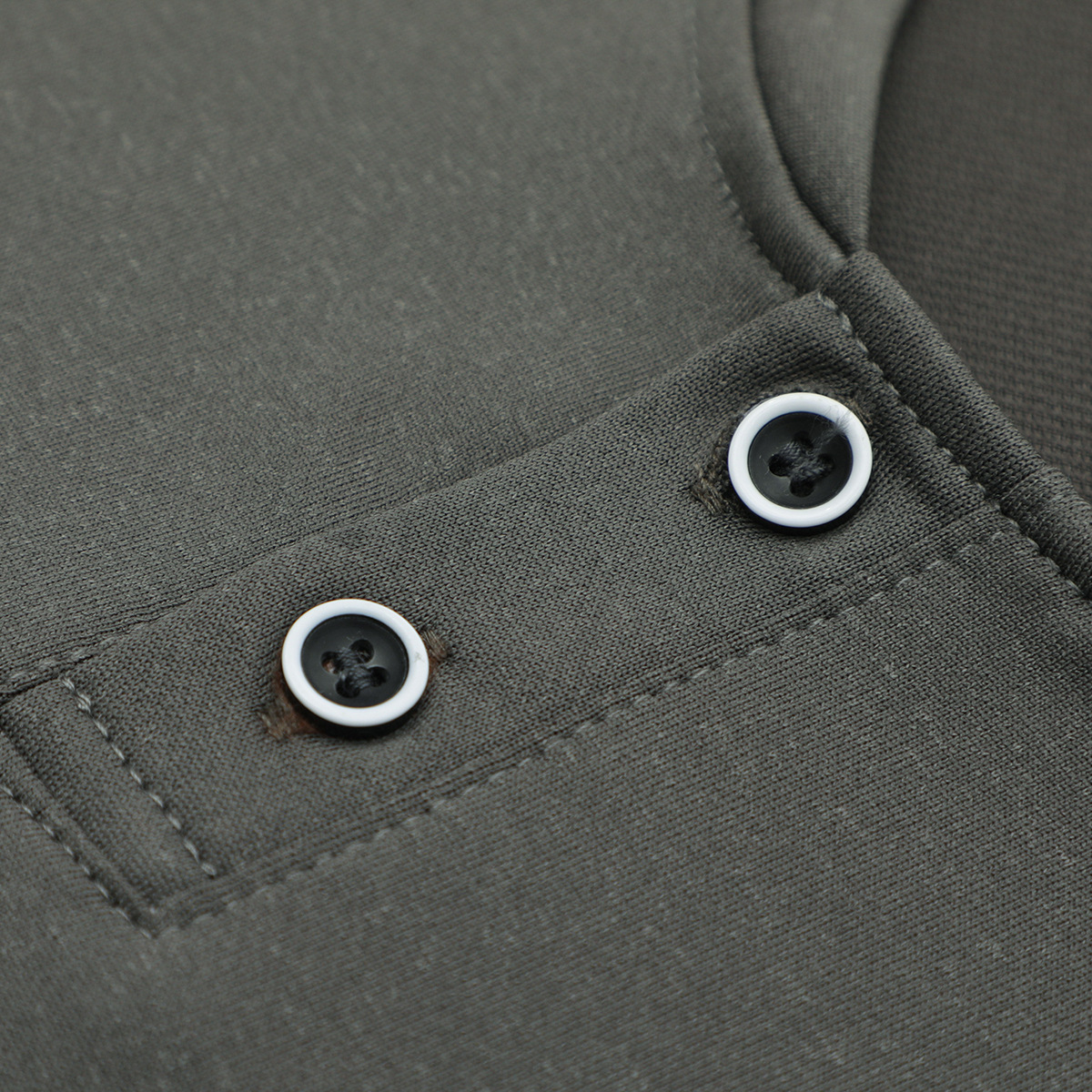 Men's Slim Fit Short Sleeve T-Shirt - Small Round Collar, Button Placket, Solid Color Casual Top