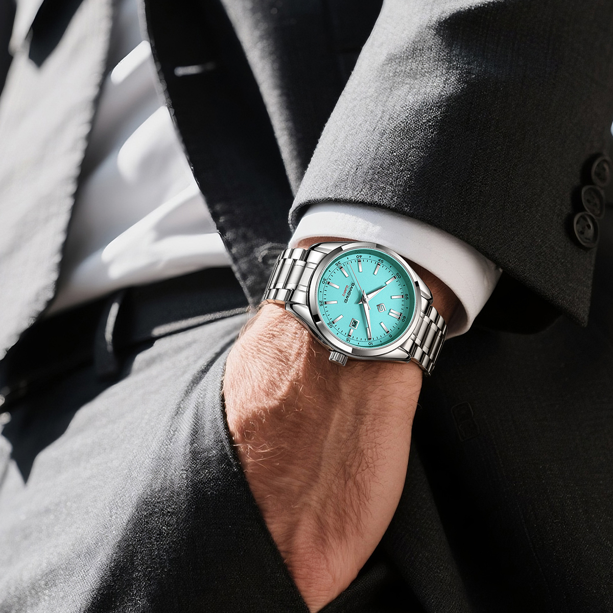 LIGE men's quartz watch brand simple and fashionable watch stainless steel strap 30 meters waterproof Holiday Gift Teen Watch