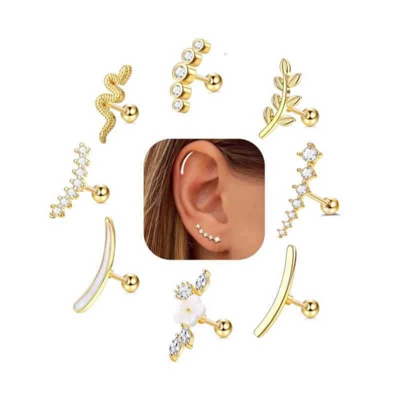 1 Piece 16G Stainless Steel Screw Back Stud Earrings for Women Men Fashion Cubic Zirconia Cartilage Conch Helix Ear Piercing JewelsXJ250718