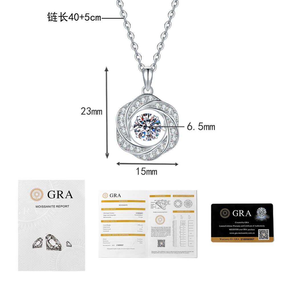 S Pure Sier Moissanite Mobius Heart Necklace Niche Light Design Gift for Girlfriend 9f2