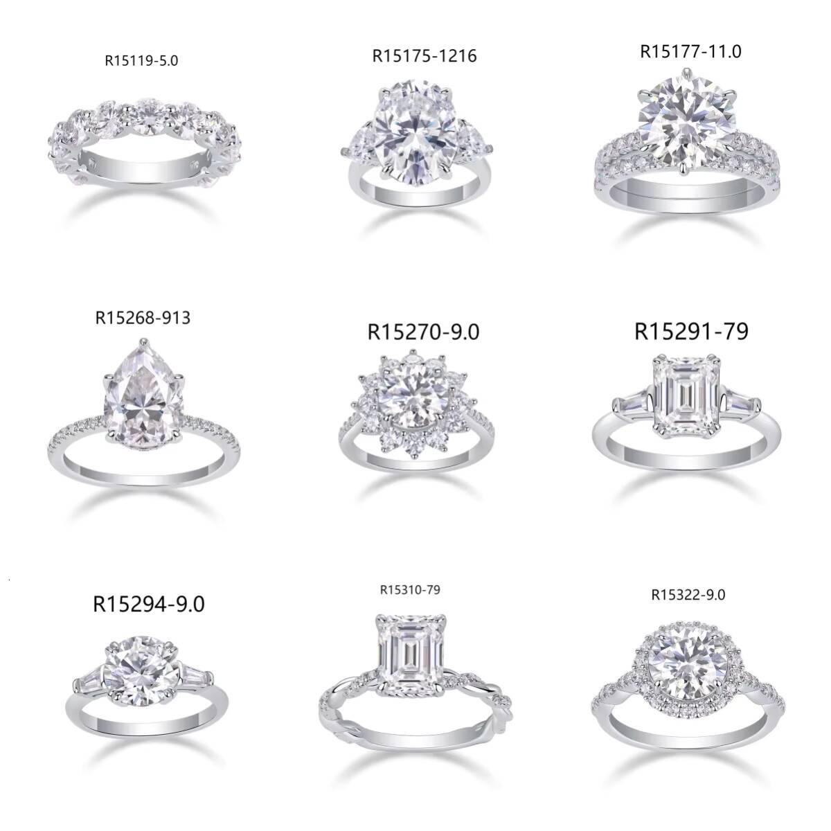 Certified 925 Silver Moissanite Ring Womens Wedding Engagement Silica Gift White Gold Plated Silica Jewelry GRA Certified