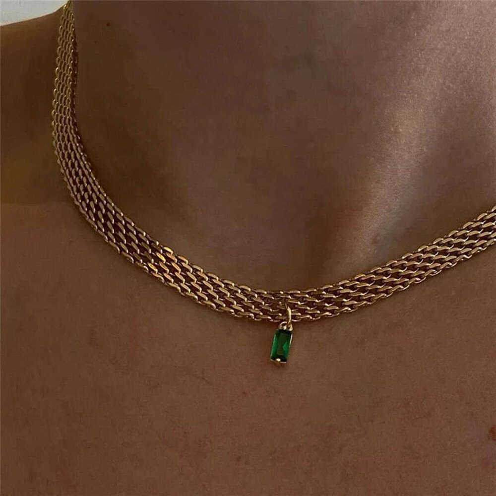 Ins Style Niche High-End Woven Mesh Light Collarbone Chain Choker Stainless Steel Necklace