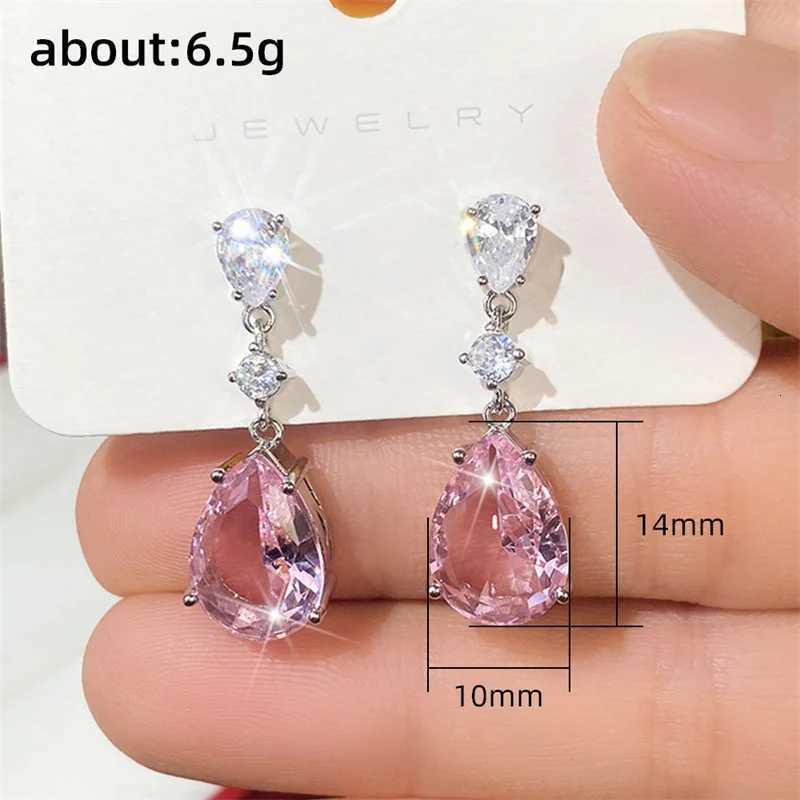 80s Temperament Sweet Pink Pear Cubic Zirconia Drop Earrings Women Engagement Party Exquisite Ear Accessories Fashion Jewelry XJ250718