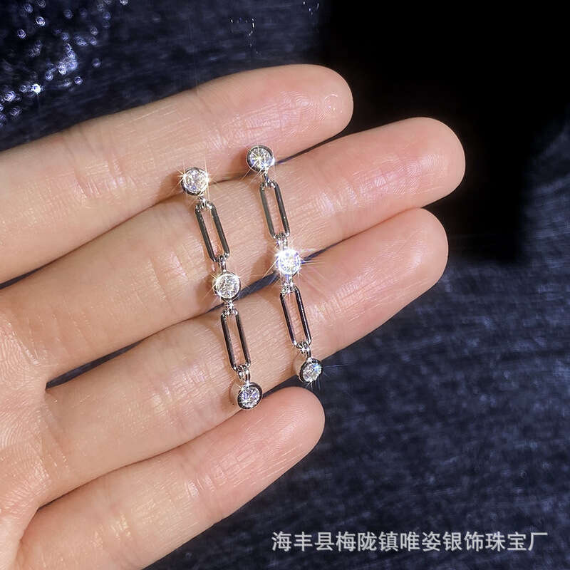 S Pure Sier Bubble Tassel 60 Points Moissanite Earrings for Women 6f1