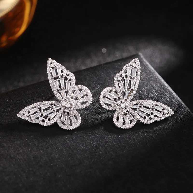 2023 New Butterfly Zircon Earrings Womens Korean Luxury Jewelry Literary Style Earrings Net Red Temperament Simple New Earrings XJ250718