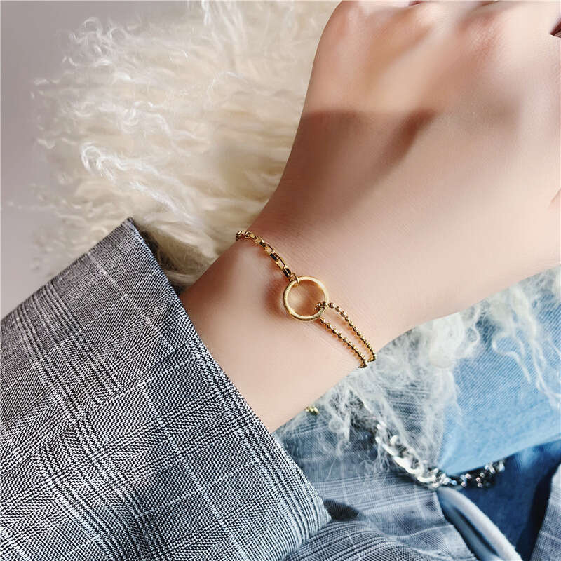 Light Geometric Minimalist Titanium Steel Bracelet Niche Design Summer Versatile Elegant High-end Sense Round Ring Jewelry for Women