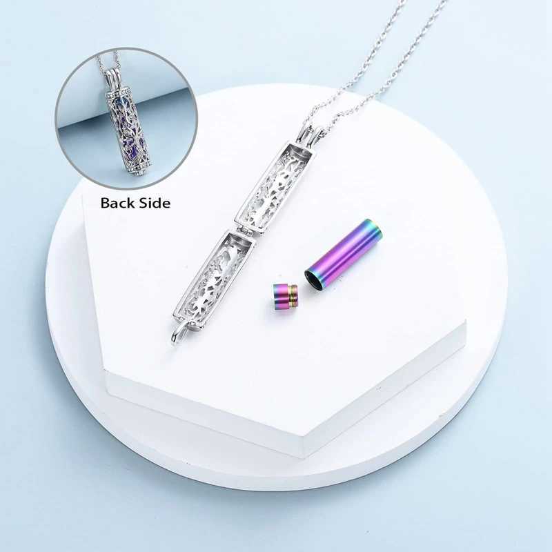 1PC Cration Jewelry Cylinder Urn Necklace for Ashes for Men Keepsake Memorial Human Pet Ashes Holder W250718