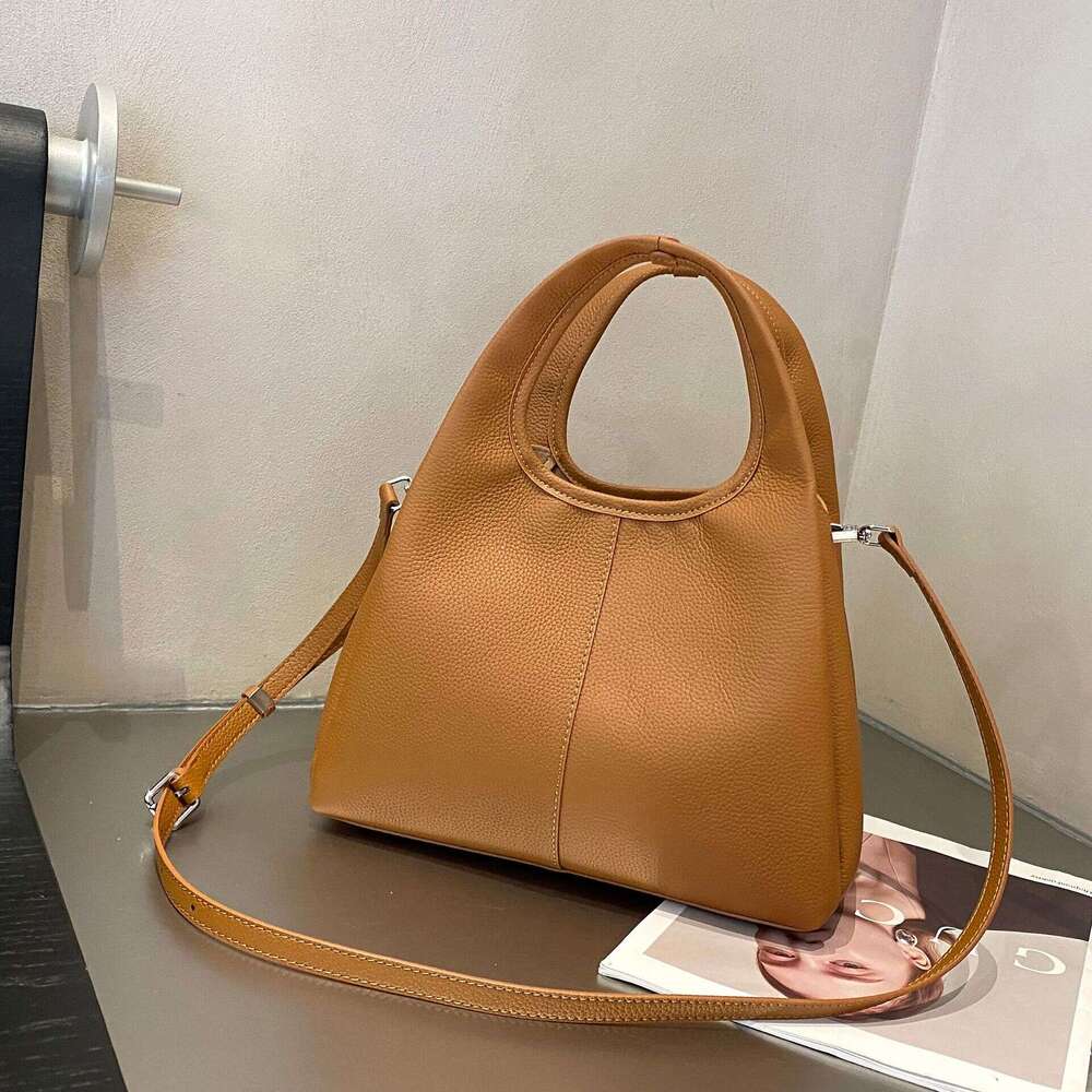 Designer Bags 2025 New Top layer cowhide crossbody bag, fashionable new style, women's single shoulder soft handle, underarm genuine leather