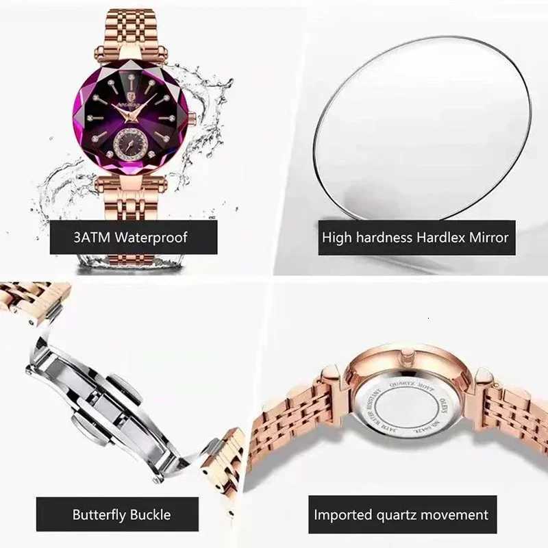 New Luxury Woman Wristwatch Elegant Waterproof Stainless Steel Watch for Ladies Dress Rhinestone Quartz Womens Watches Reloj W250718